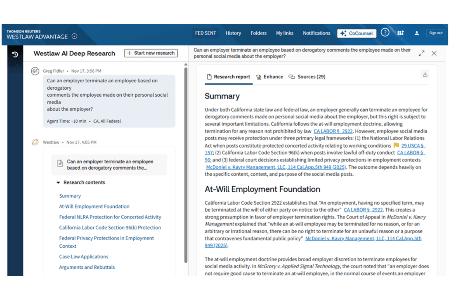 Westlaw provides case law research, citation validation, and AI-assisted analysis.