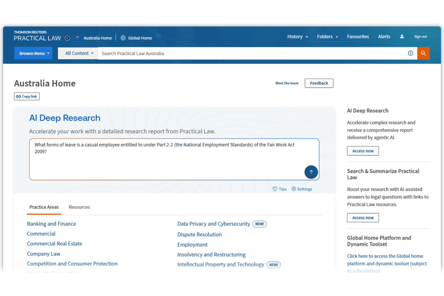 Practical Law provides templates, practice notes, and AI-assisted legal research.