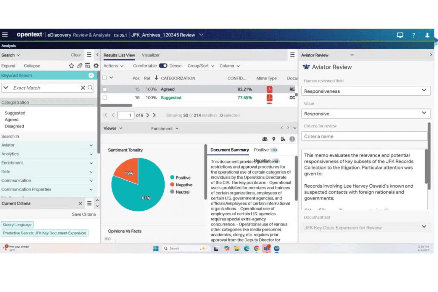OpenText eDiscovery håndterer ESI-behandling, gennemgang og juridiske sager i virksomheder.