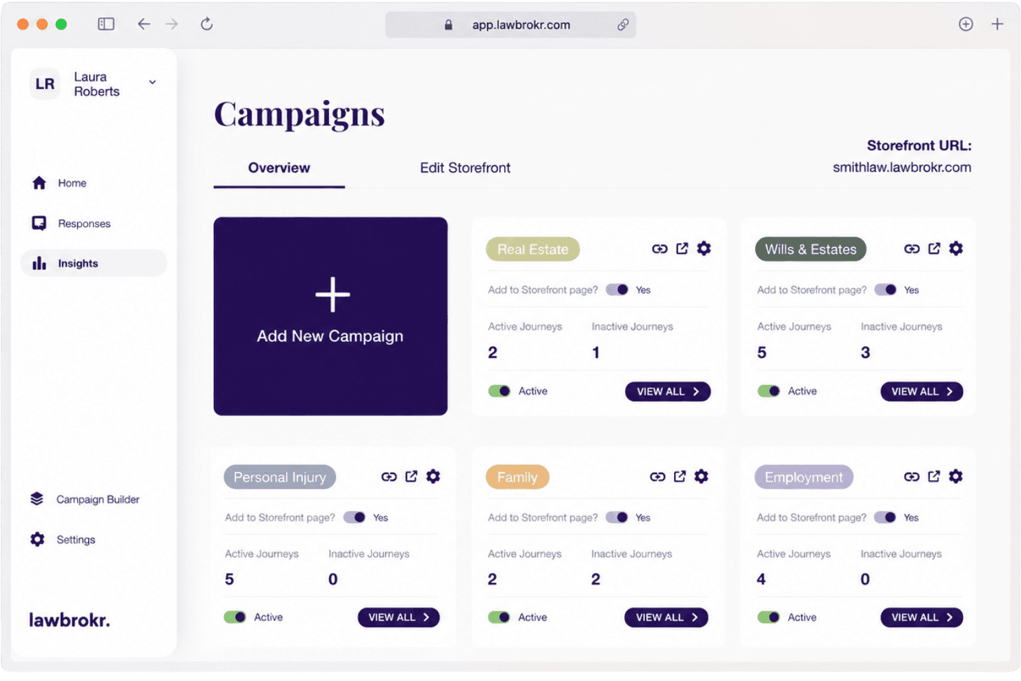 Lawbrokr steuert das juristische Marketing durch Aufnahme, Attribution und Lead-Bewertung.