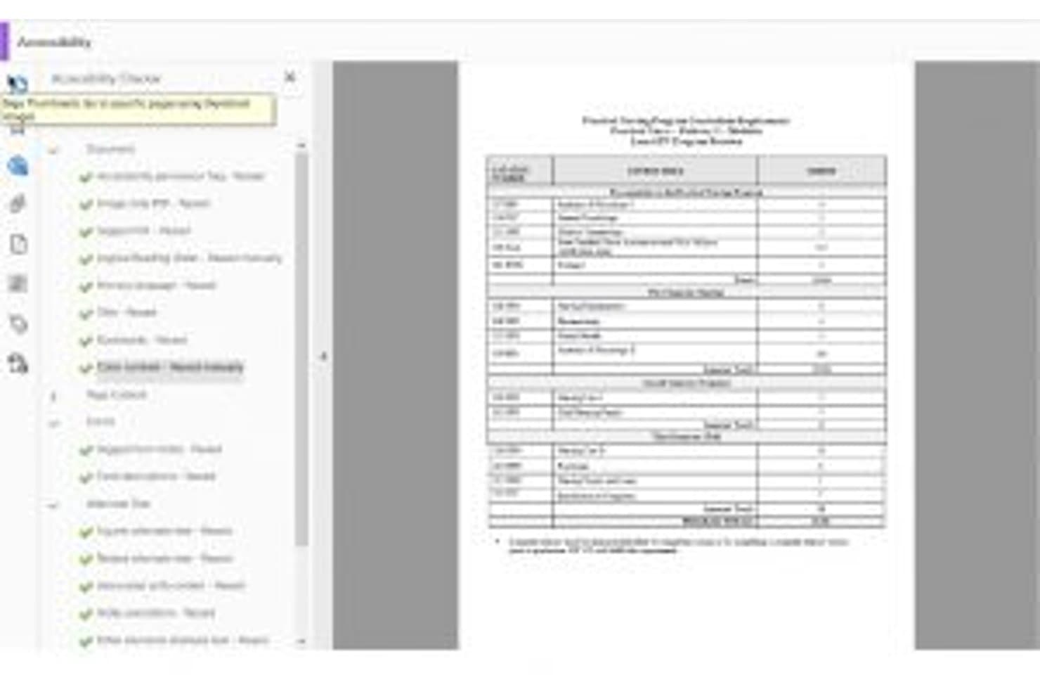 Equidox' panel til kontrol af tilgængelighed viser markerede PDF-fejl ved siden af en dokumentforhåndsvisning.