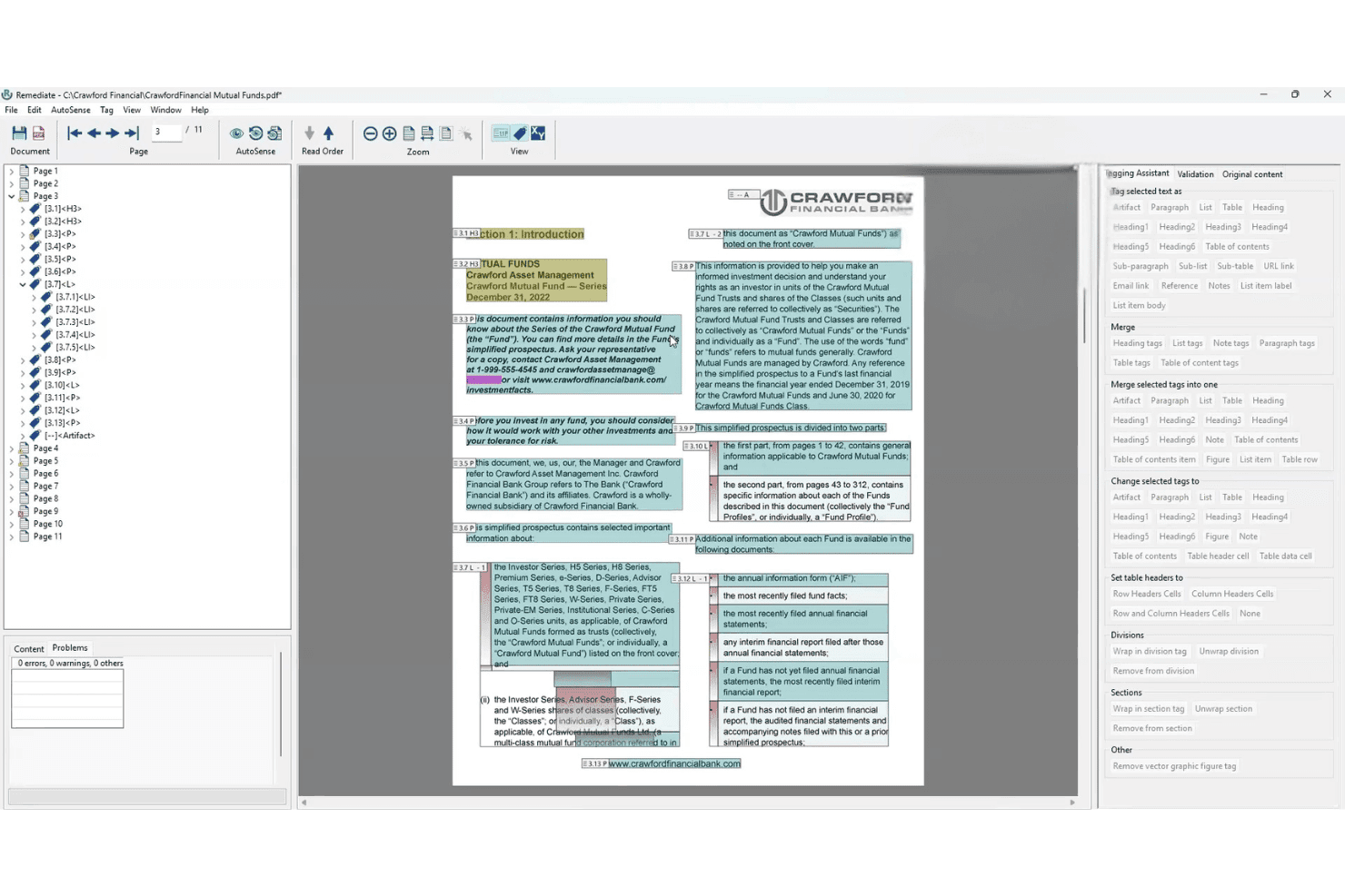 AccessibilityNow Remediate-software met een PDF-tagpaneel en documentweergave.