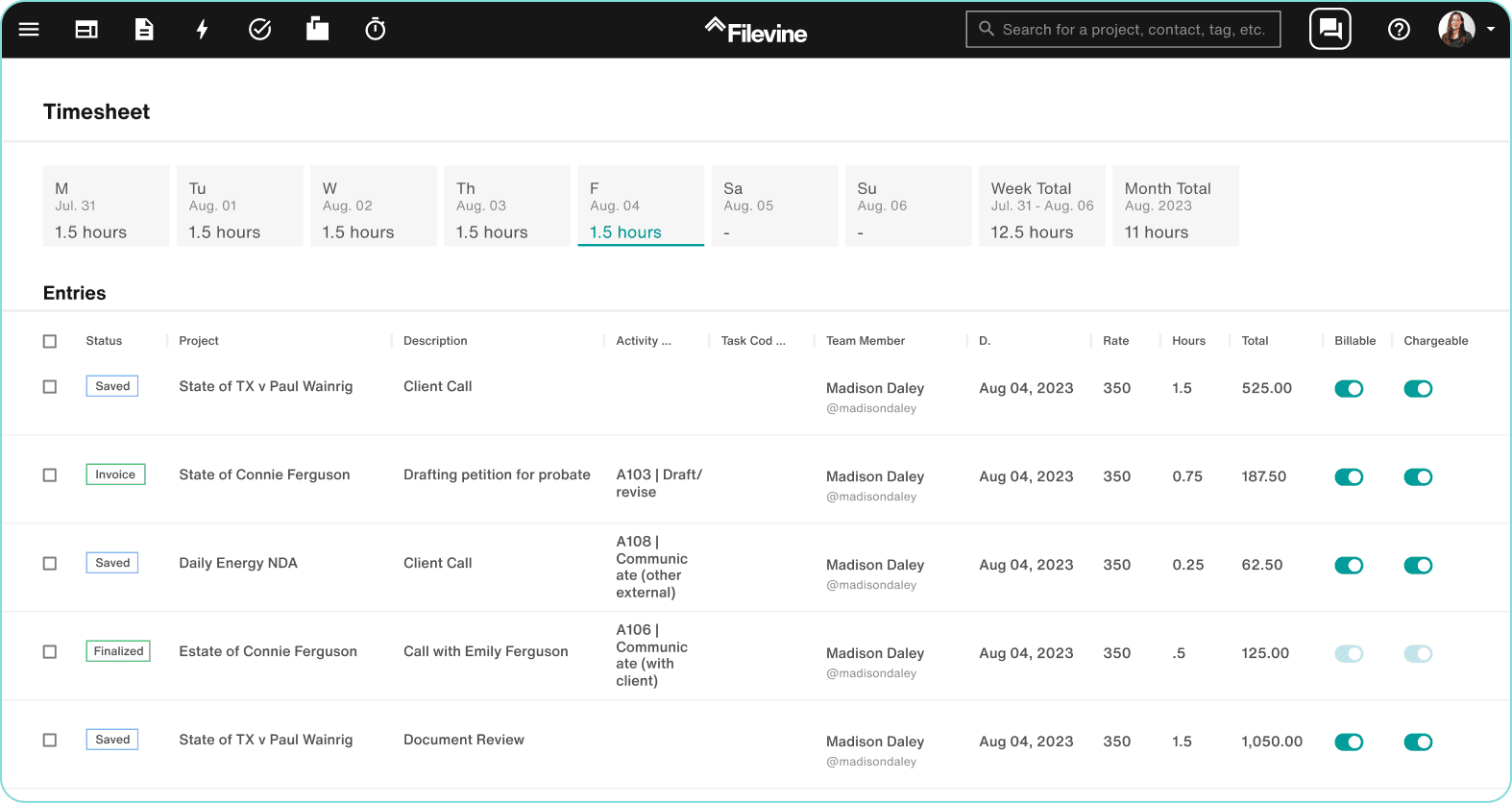 Filevine screenshot
