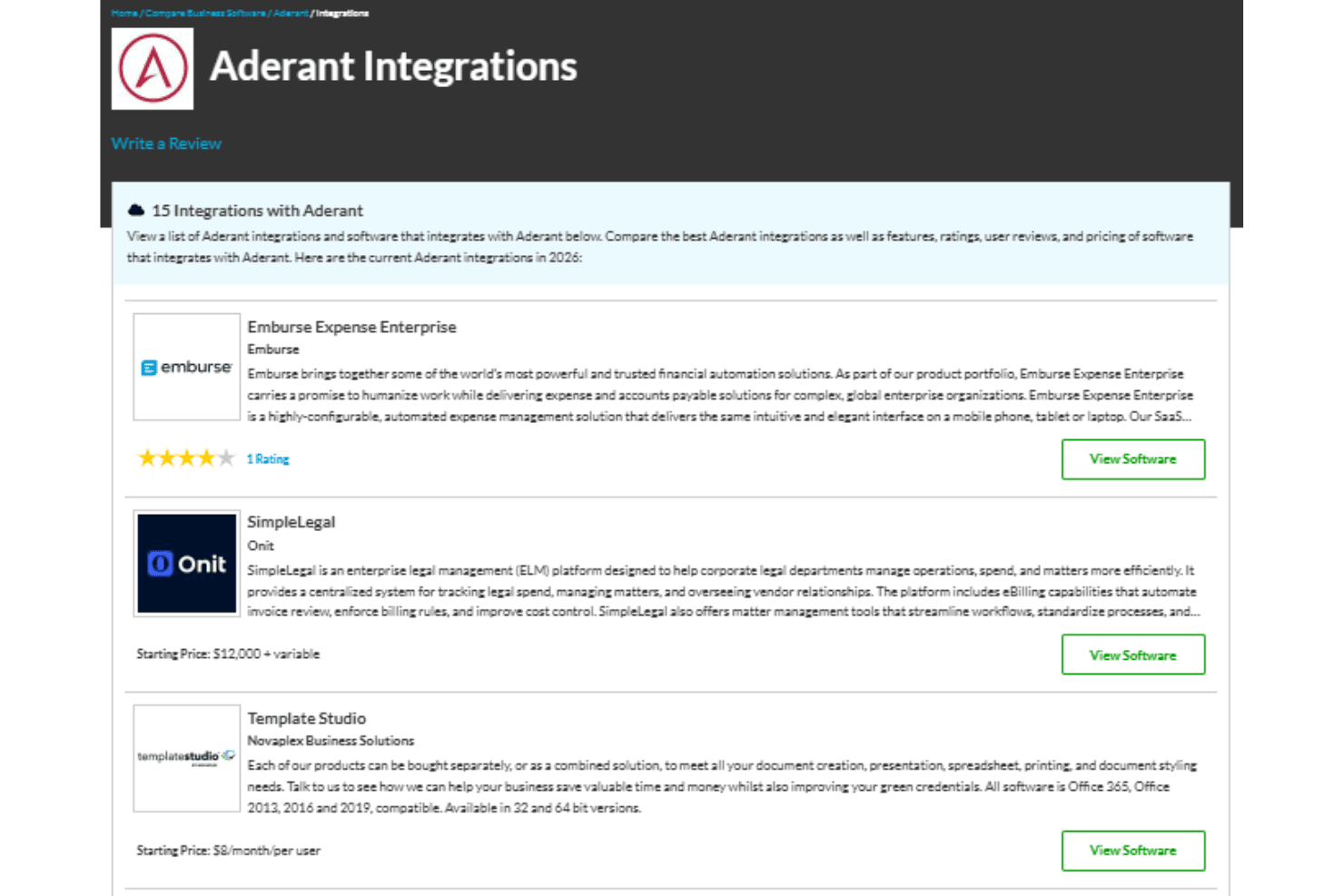 Aderant screenshot