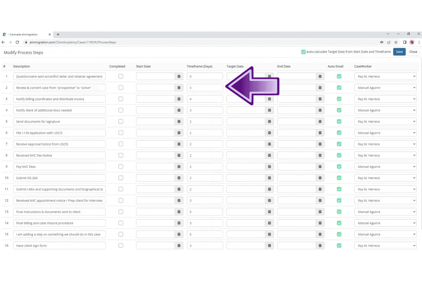 Cerenade eImmigration screenshot