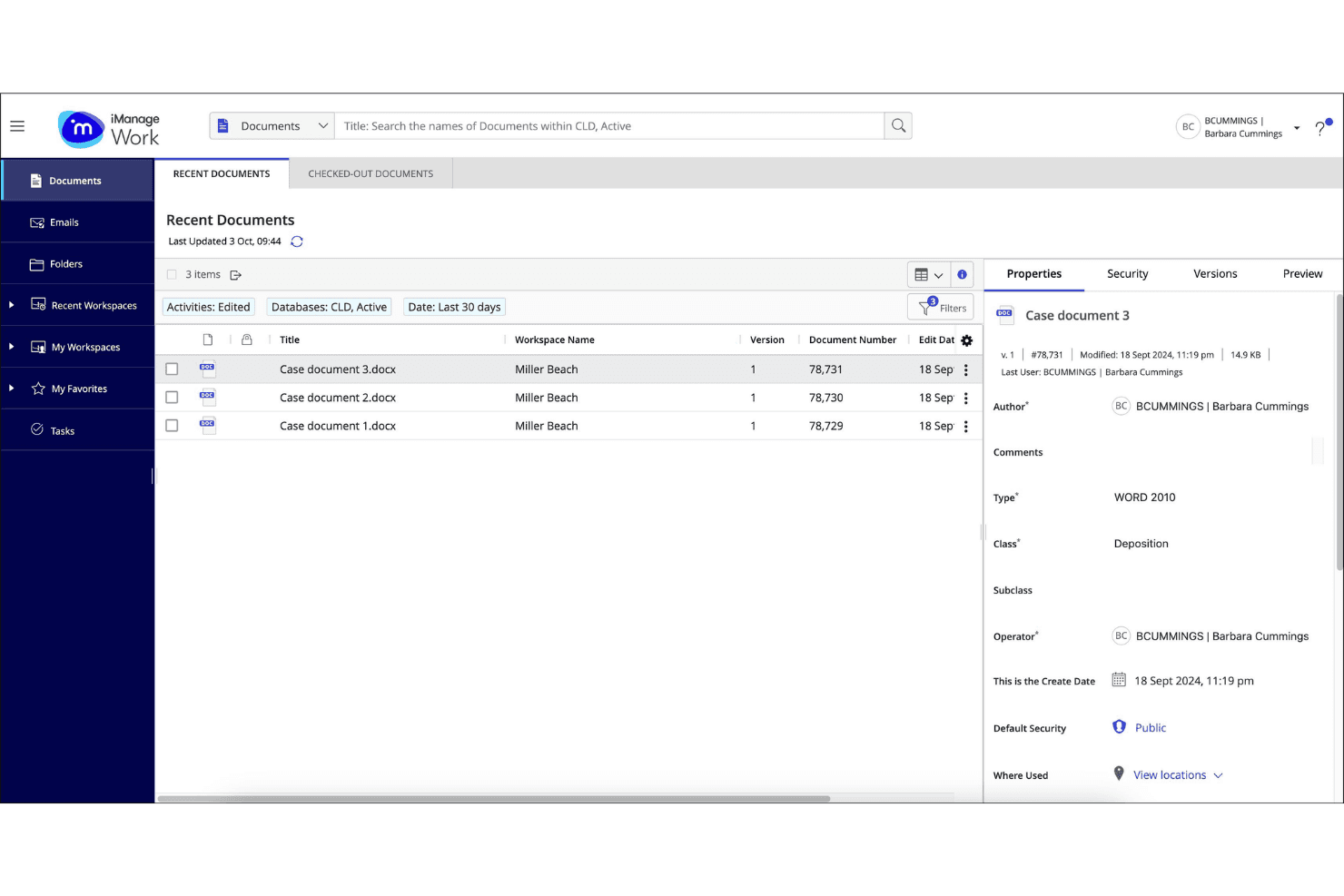iManage screenshot