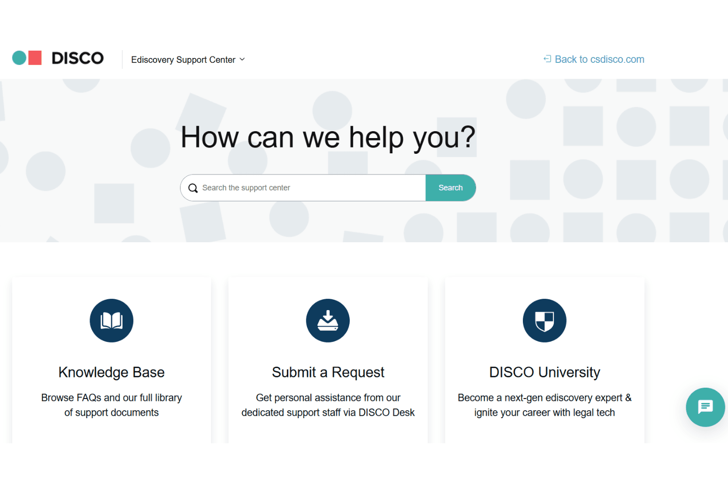 DISCO Ediscovery Support Center