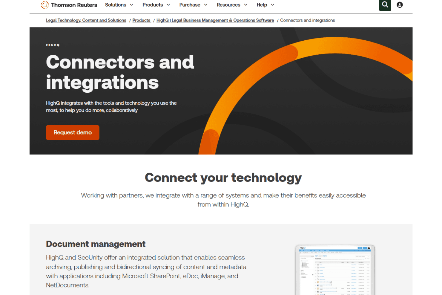HighQ Connectors and Integrations page