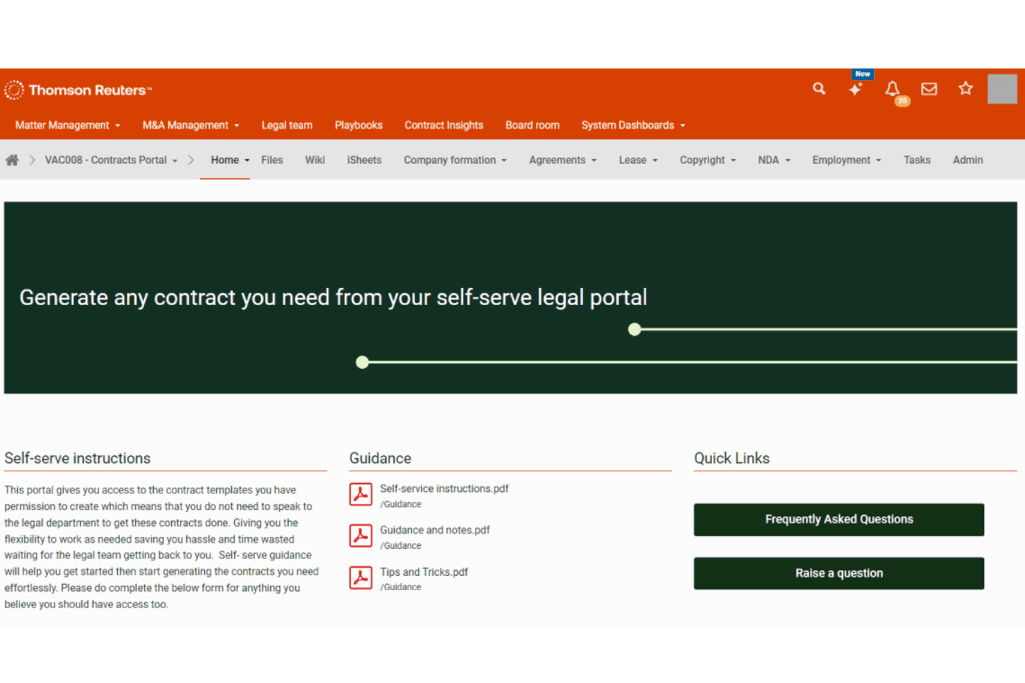 HighQ self-serve legal portal