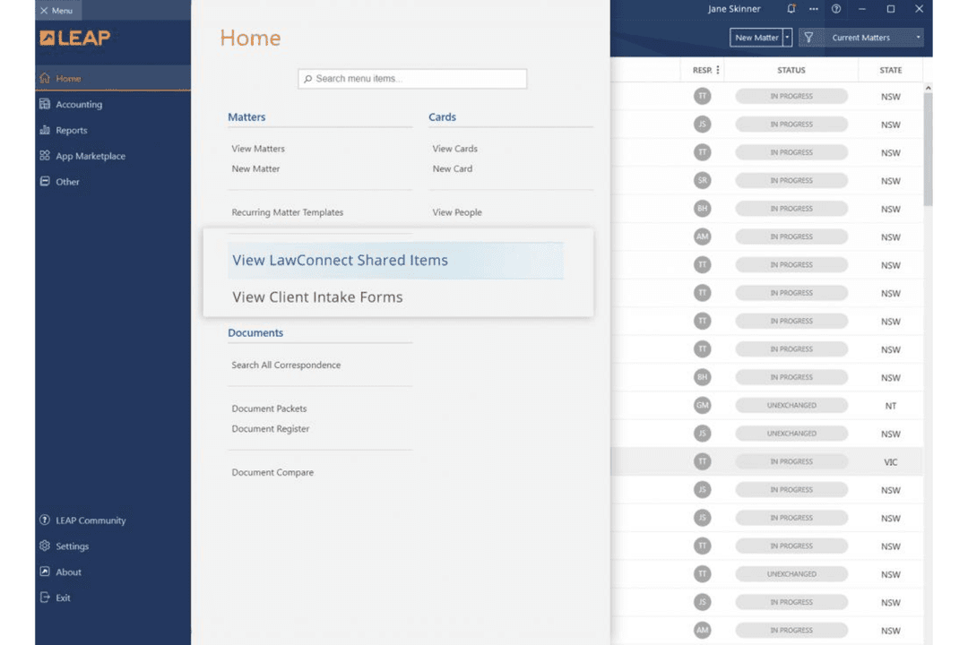 LEAP manages cases, billing, and docs with automation and cloud access.