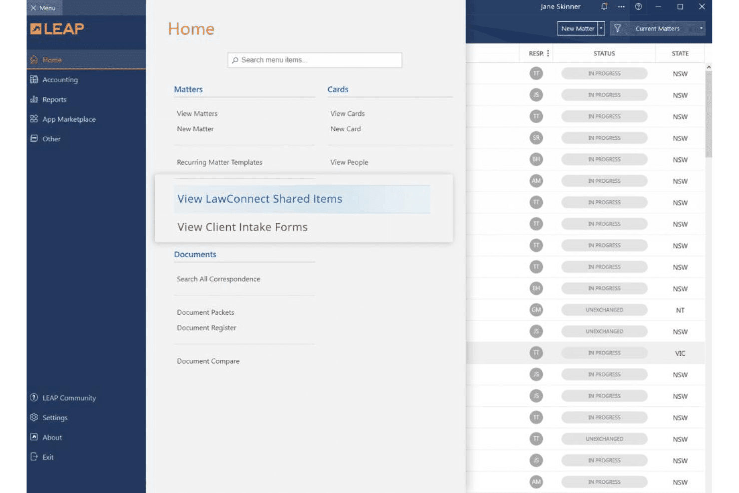 LEAP manages cases, billing, and docs with automation and cloud access.