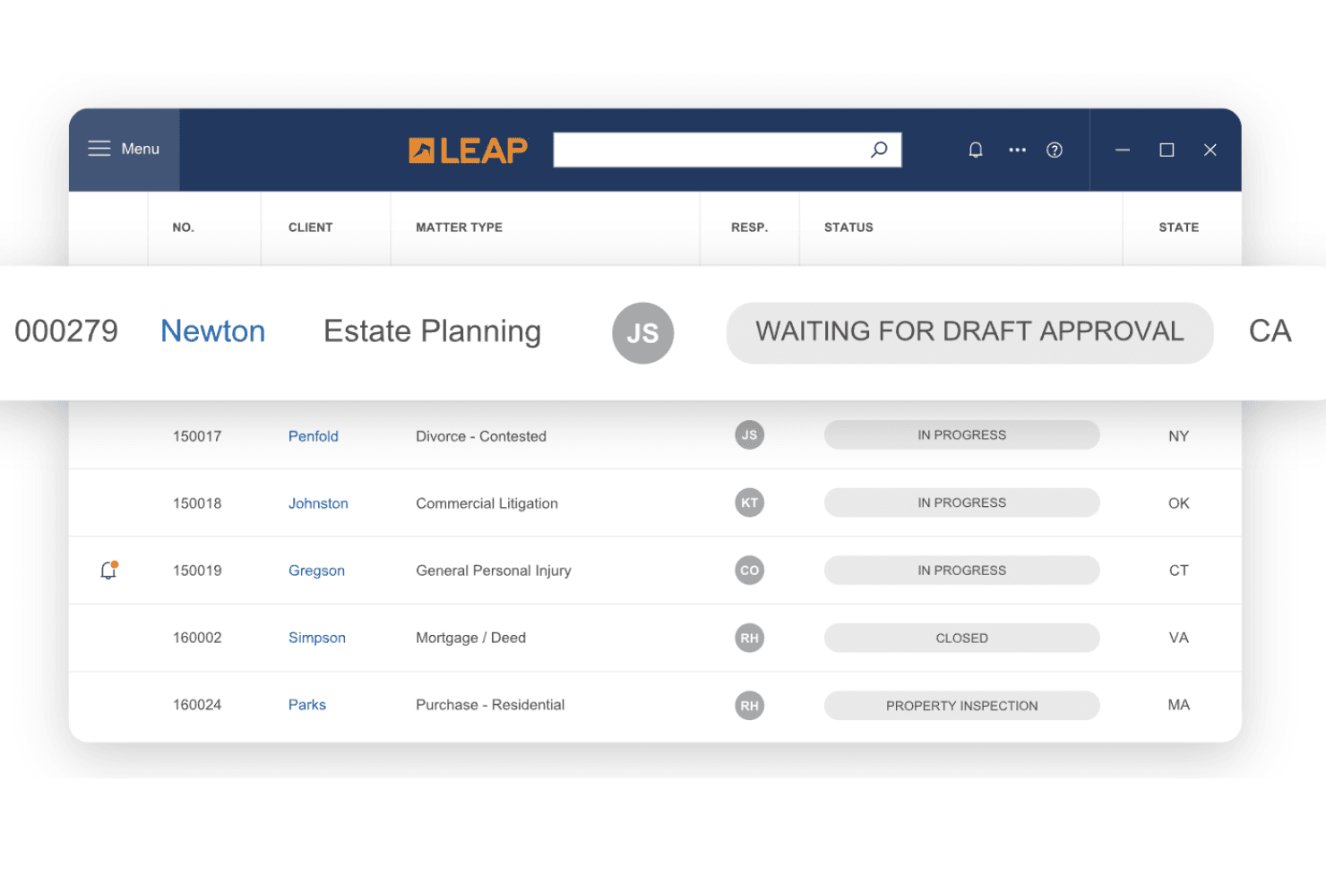 LEAP dashboard