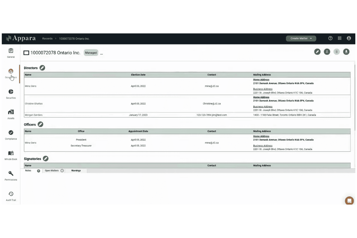 Appara helps teams automate legal documents and manage corporate data.