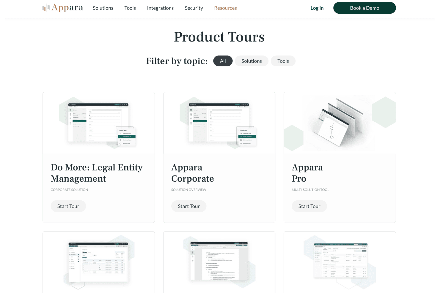 Appara product tours page