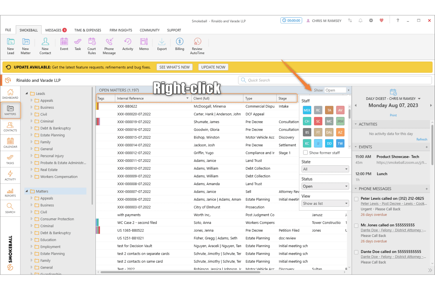 Smokeball interface screenshot