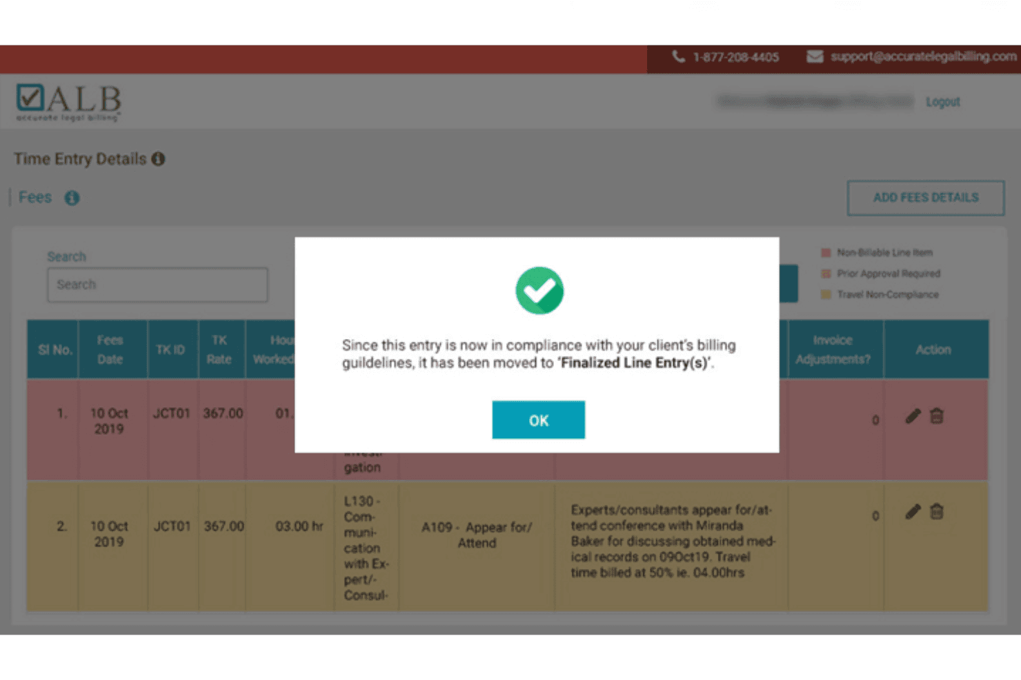 Accurate Legal Billing entry flagging