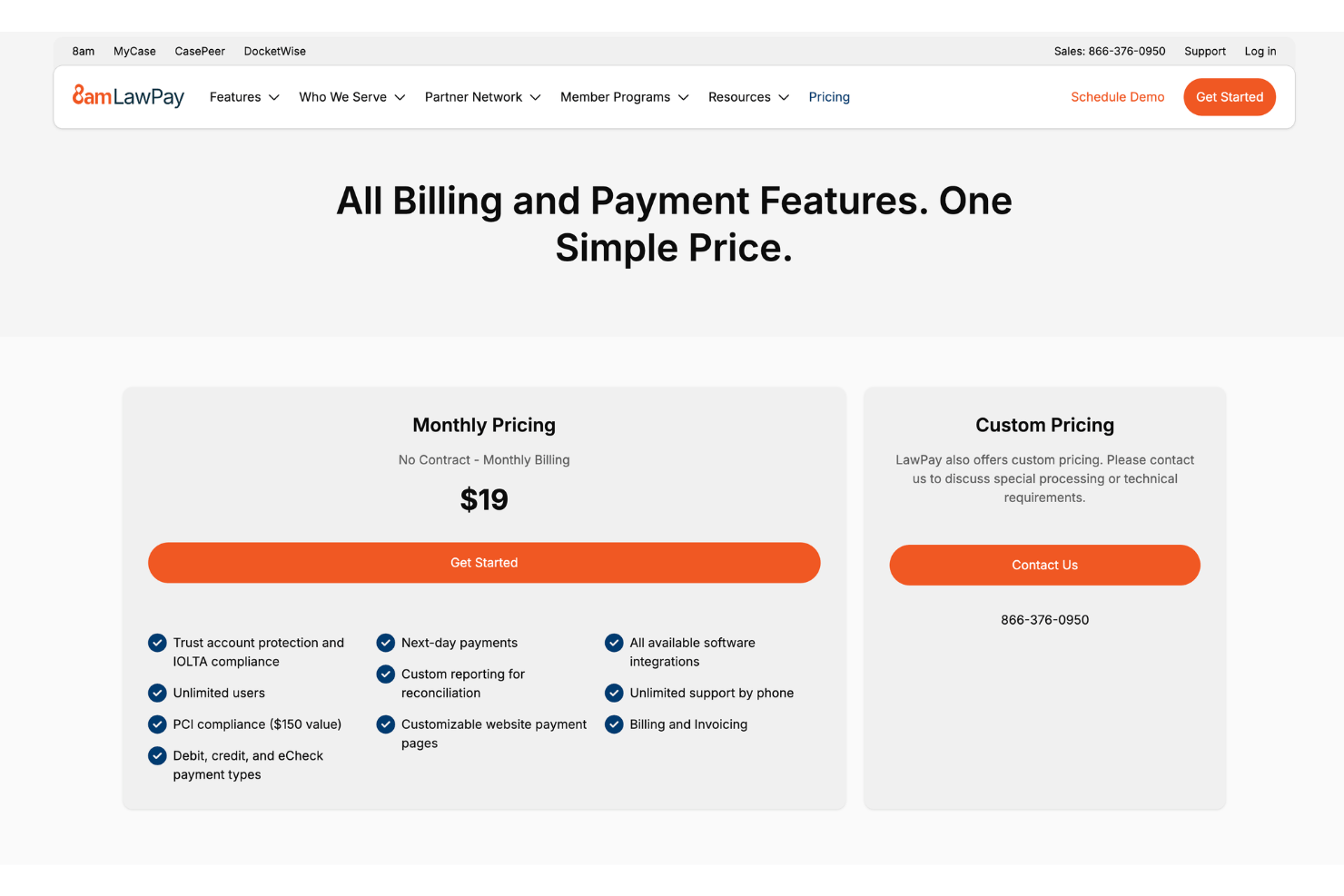 LawPay pricing page
