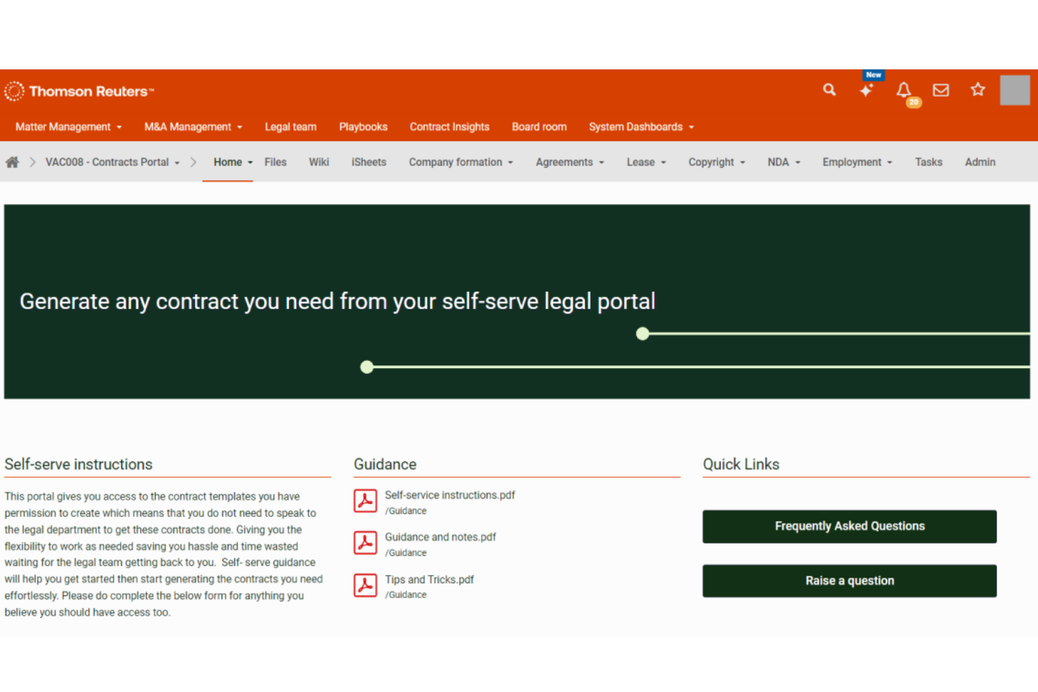 HighQ self-serve legal portal