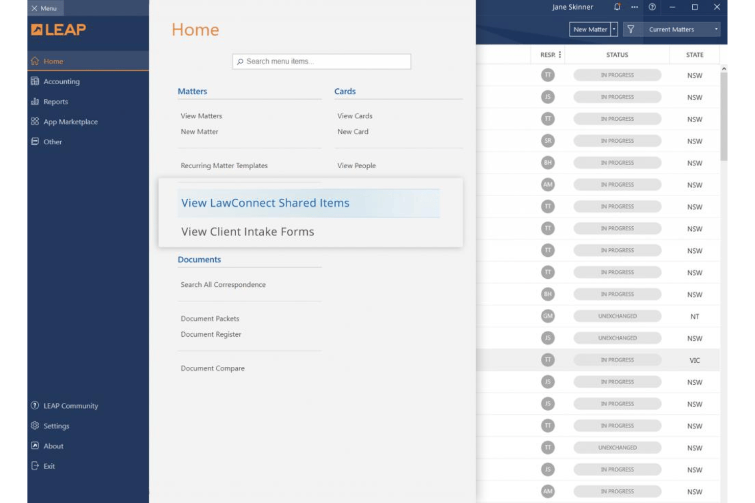 LEAP manages cases, billing, and docs with automation and cloud access.
