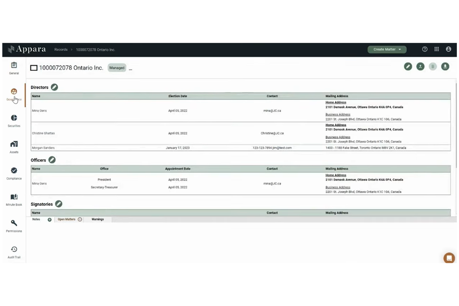 Appara helps teams automate legal documents and manage corporate data.