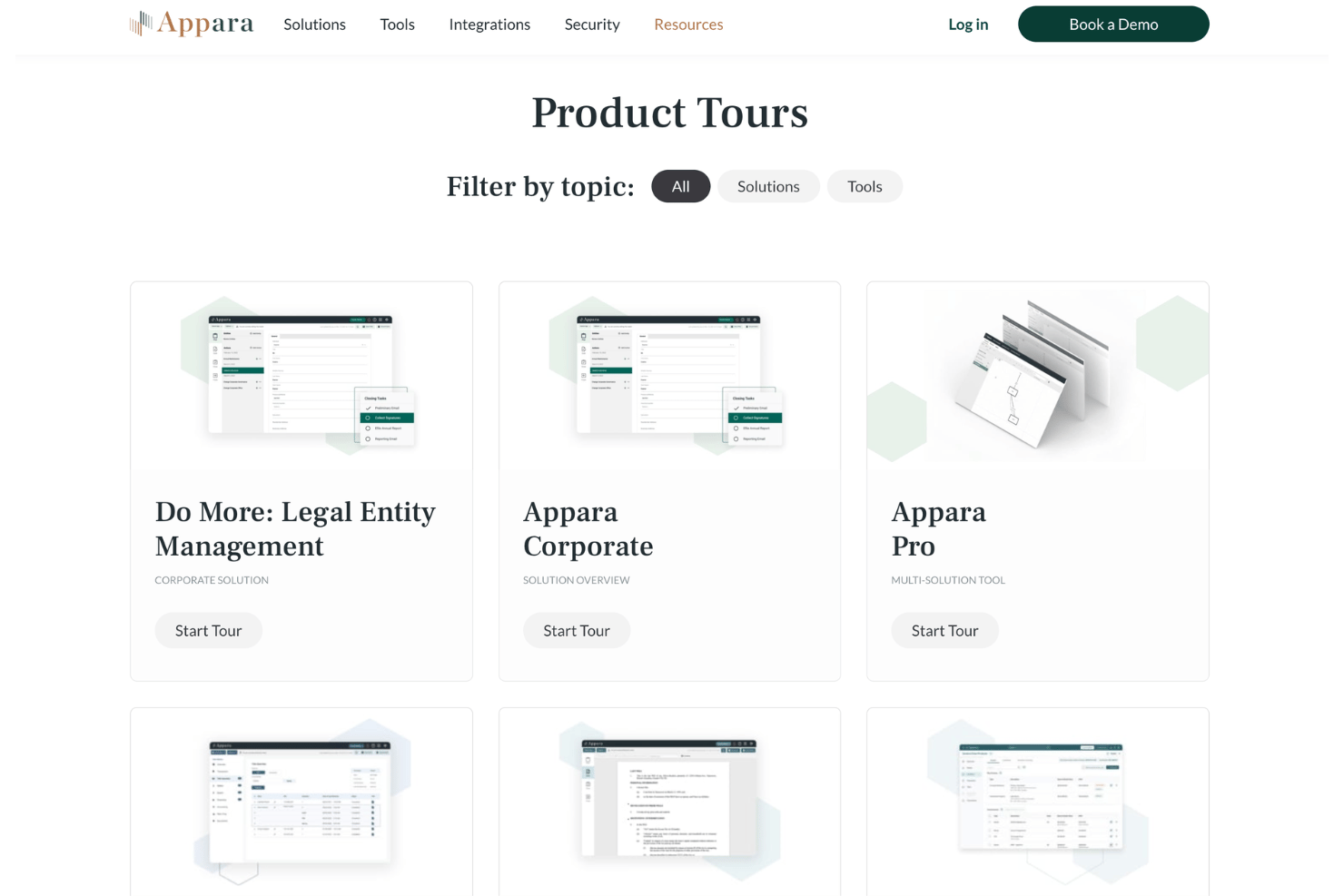 Appara product tours page