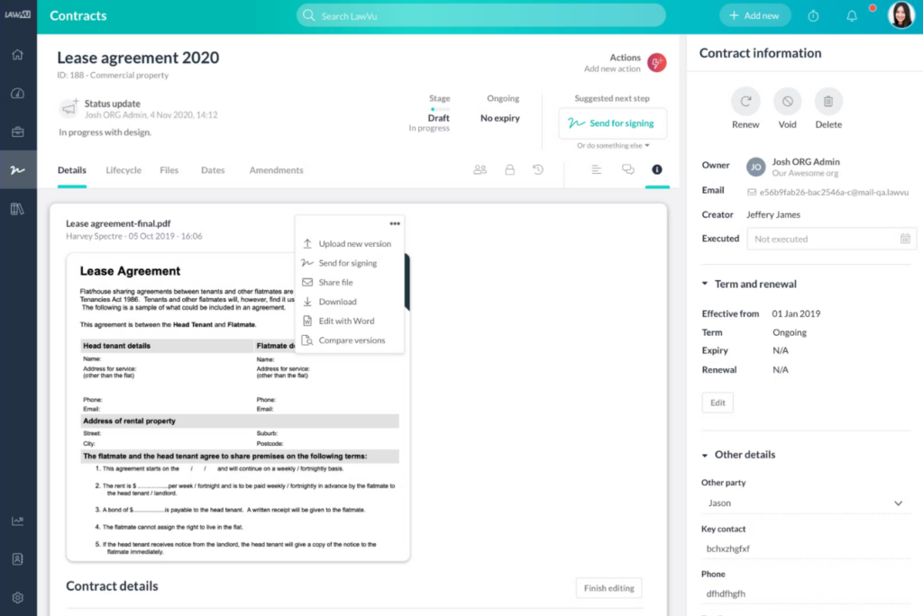 LawVu screenshot - Die 10 besten Enterprise Legal Management Softwares für 2026