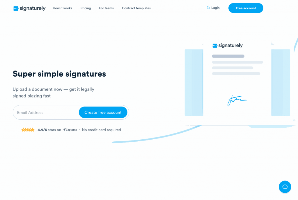 Signaturely screenshot - 30 Meilleurs Logiciels de Signature Électronique Légale pour 2026