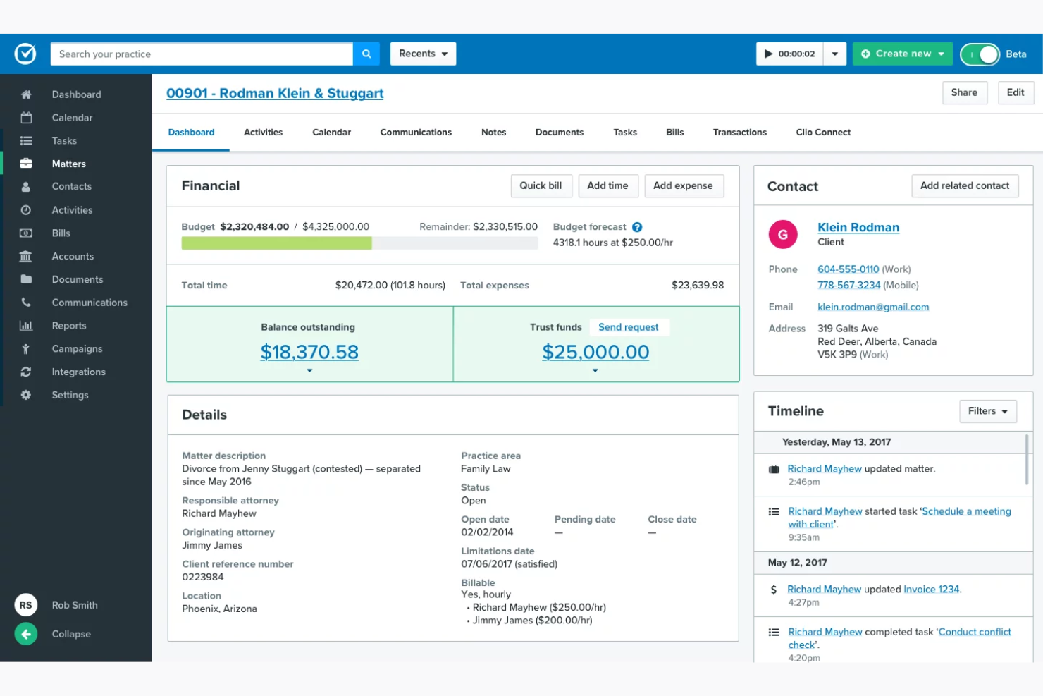 Clio screenshot - 22 Meilleurs ERP pour Cabinets d’Avocats Évalués en 2026