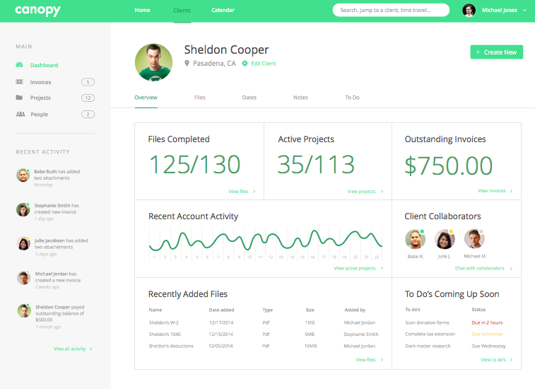 Canopy screenshot - Les 10 meilleurs logiciels de gestion des clients pour cabinets d’avocats de 2026