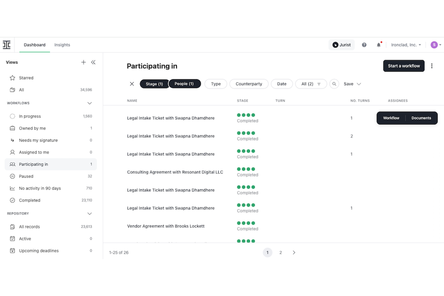 Ironclad screenshot - 14 Migliori Soluzioni Software Legali Aziendali per il 2026