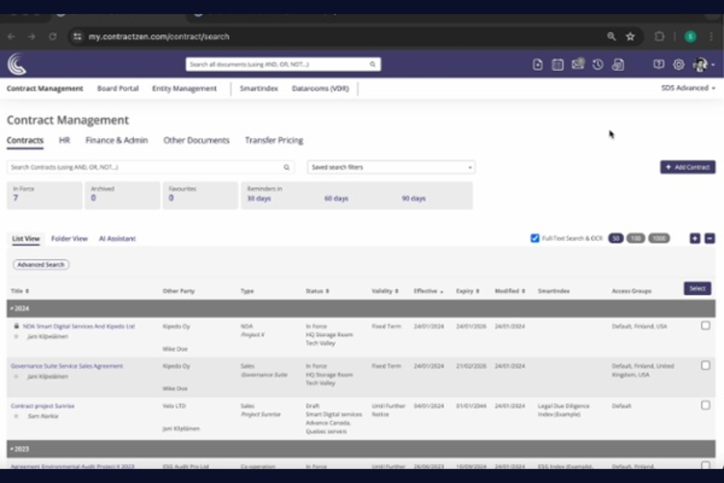 ContractZen screenshot - 13 Migliori Software per la Gestione delle Entità Legali Selezionati per il 2026
