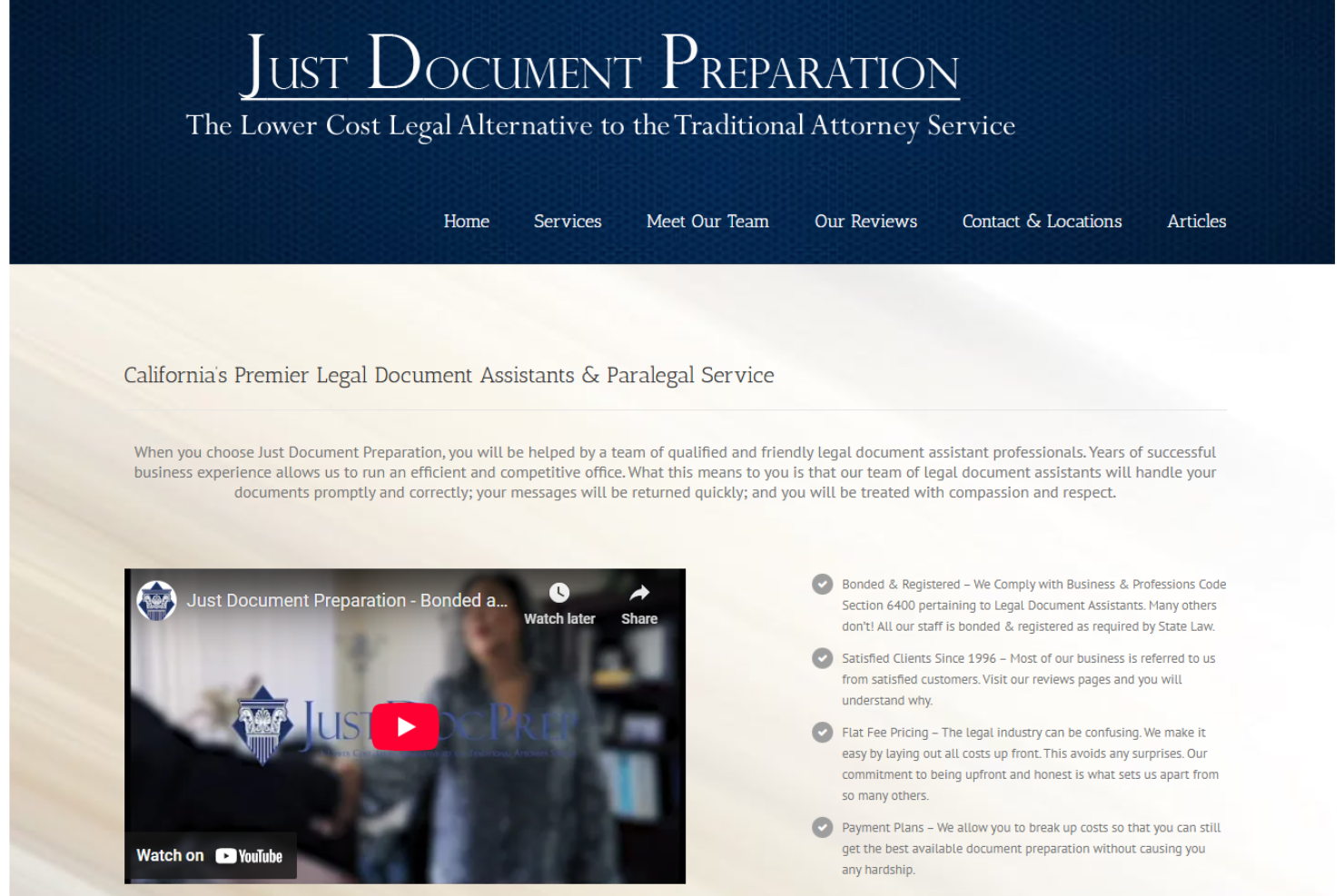 Just Document Preparation screenshot - 10 migliori servizi di preparazione di documenti legali nel 2026
