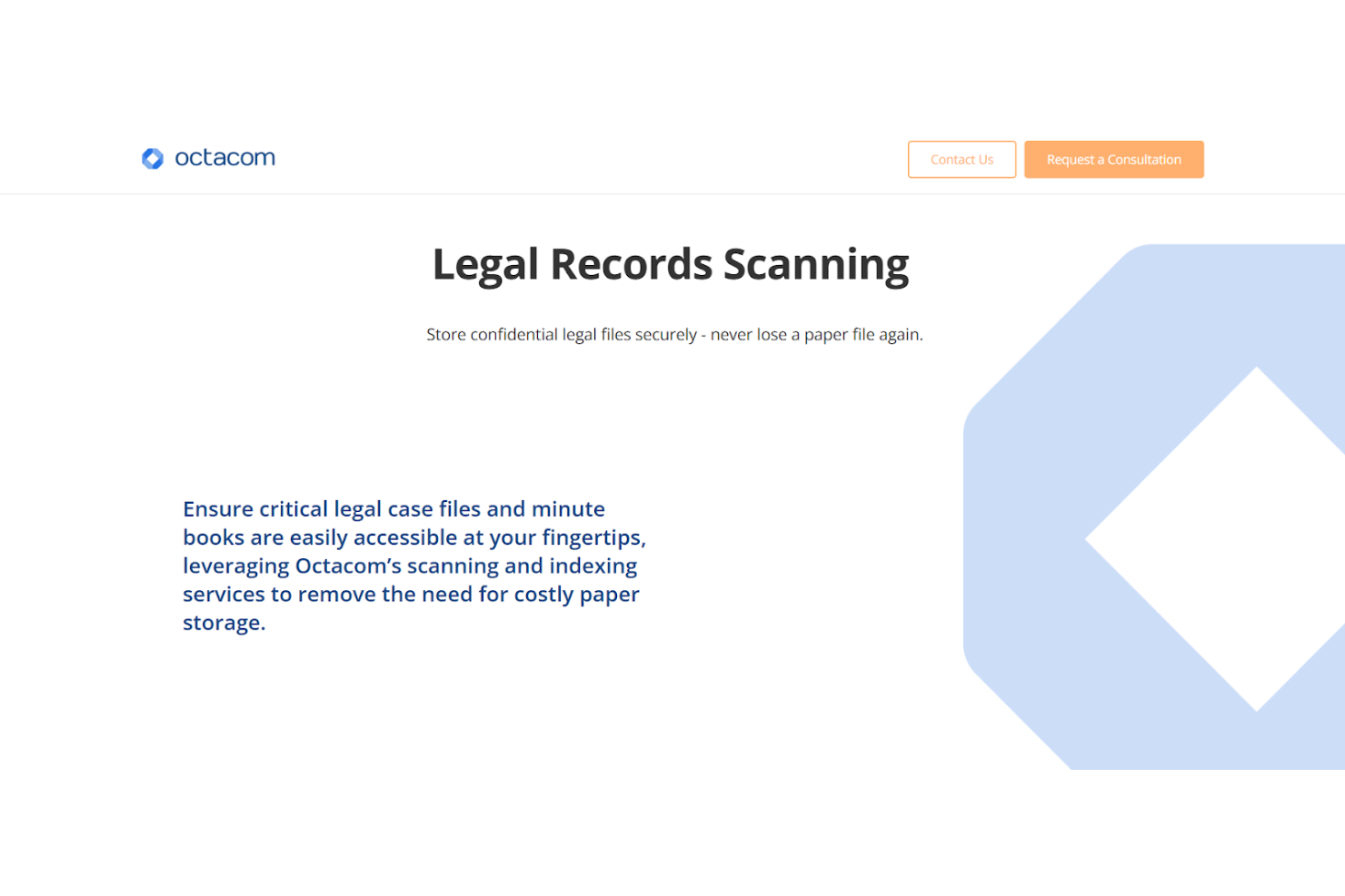 Octacom screenshot - 10 servicios de digitalización de documentos legales analizados en 2026