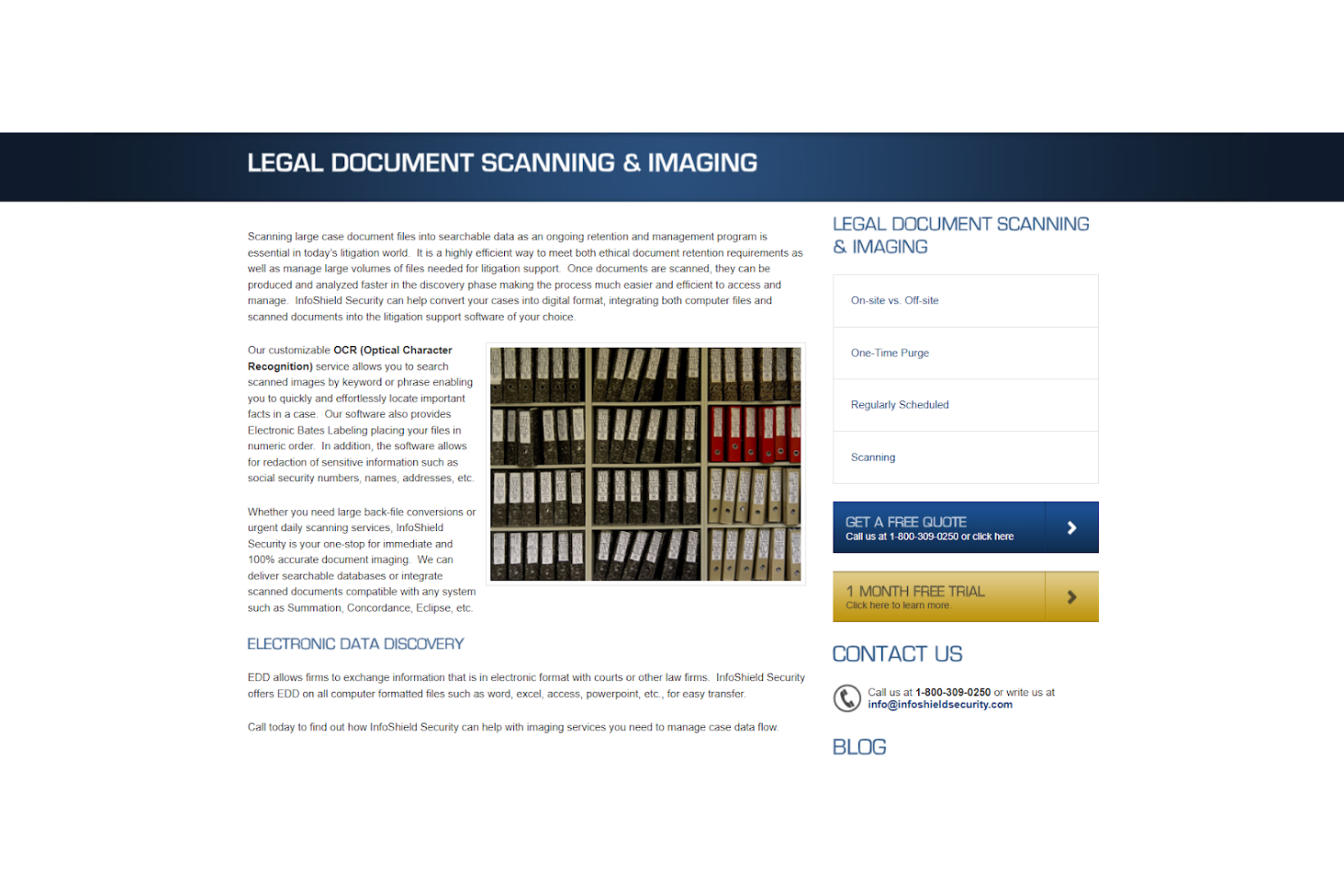 InfoShield screenshot - 10 servicios de digitalización de documentos legales analizados en 2026