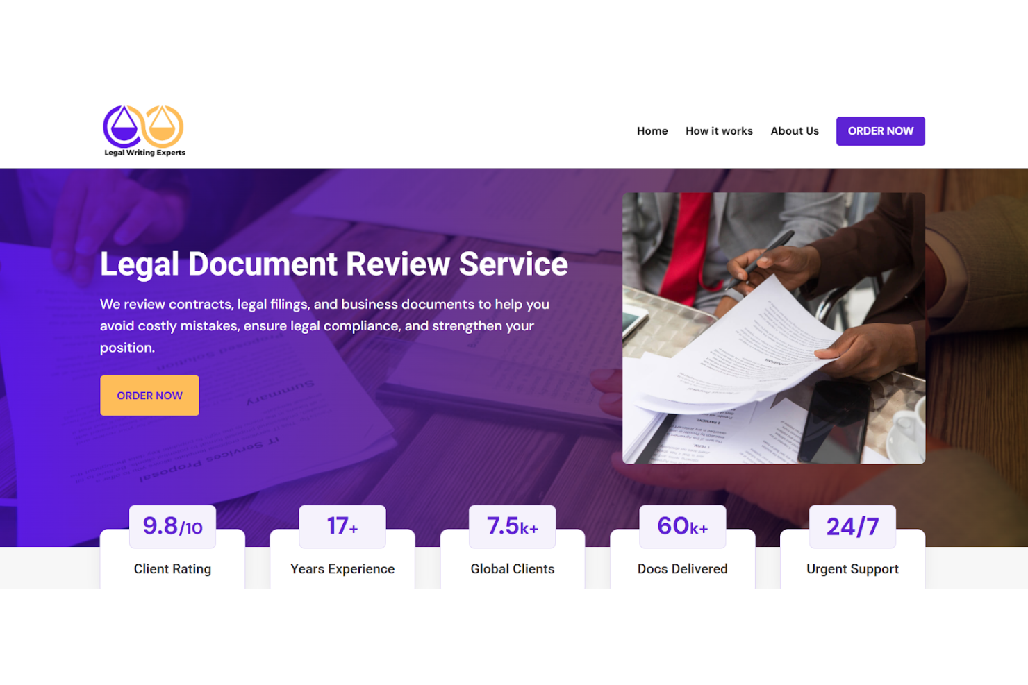 Legal Writing Experts screenshot - 10 mejores servicios de revisión de documentos legales analizados en 2026