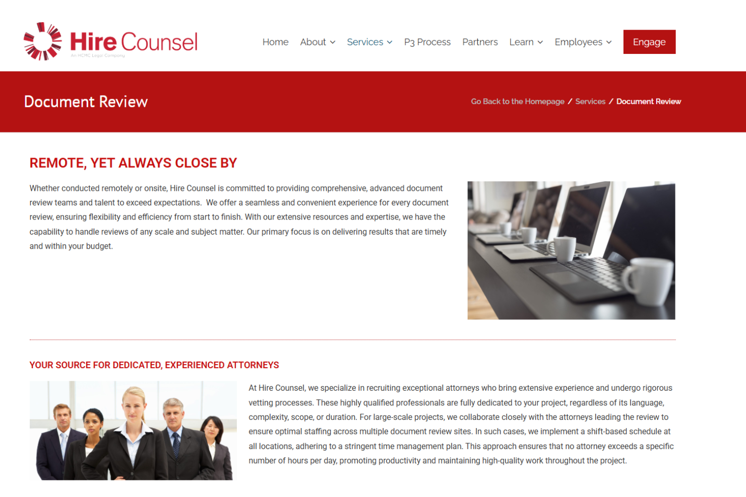 Hire Counsel screenshot - 10 mejores servicios de revisión de documentos legales analizados en 2026