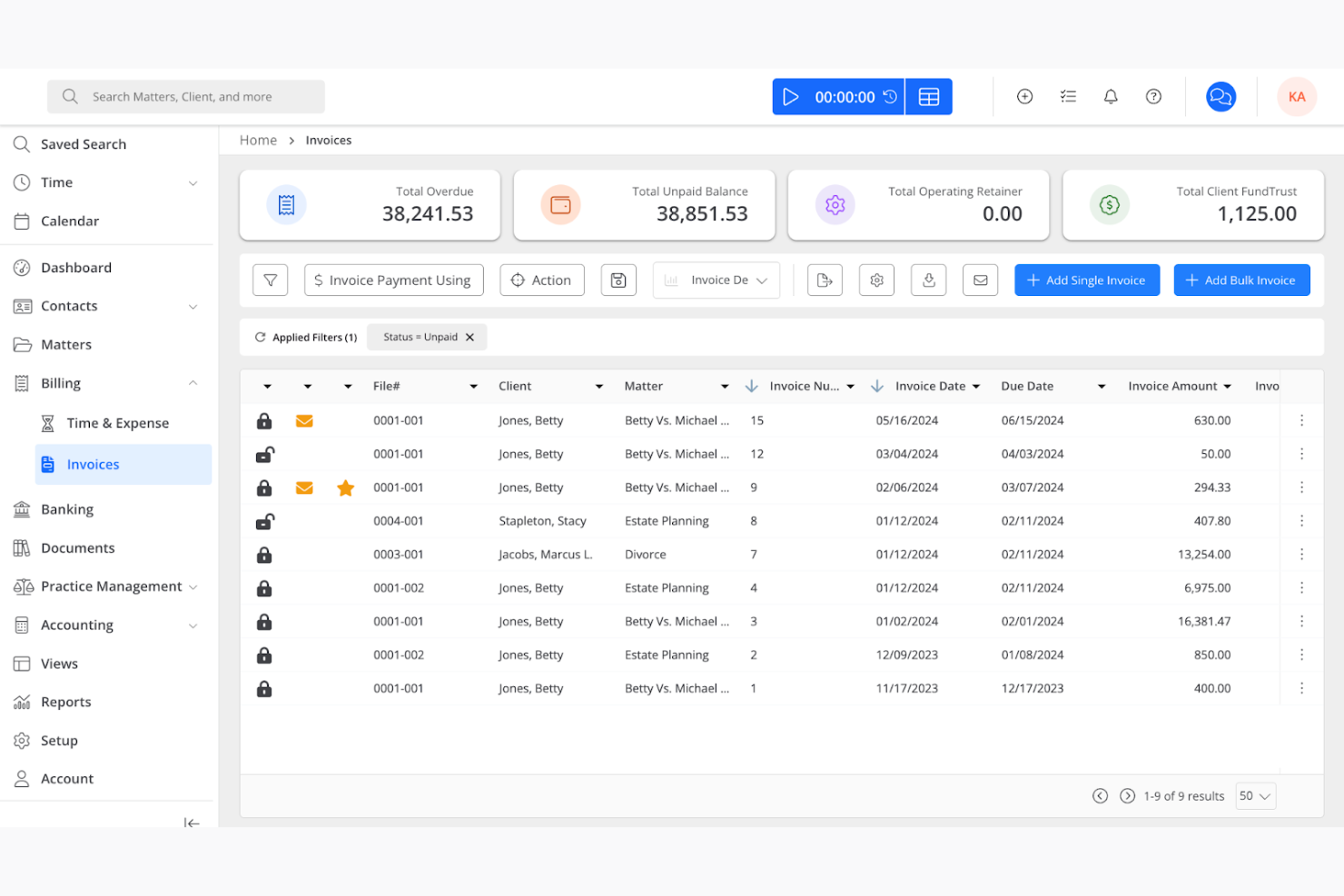 Rocket Matter screenshot - 10 Mejores Programas de Facturación para Abogados Analizados en 2026