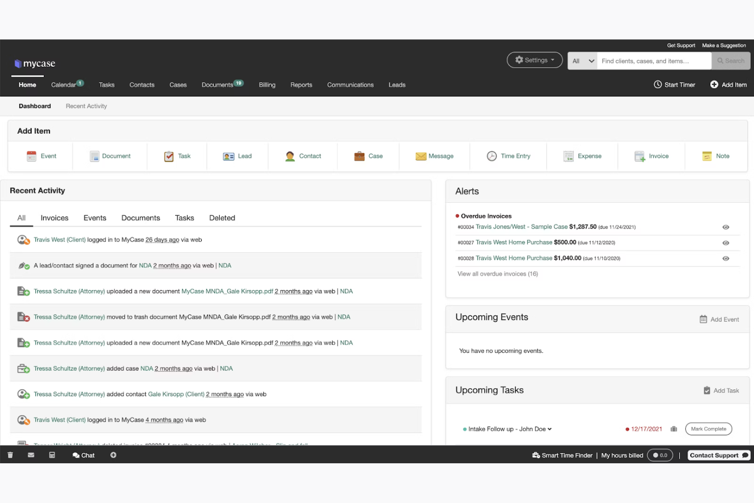 MyCase screenshot - 10 Mejores ERP para Bufetes de Abogados Analizados en 2026