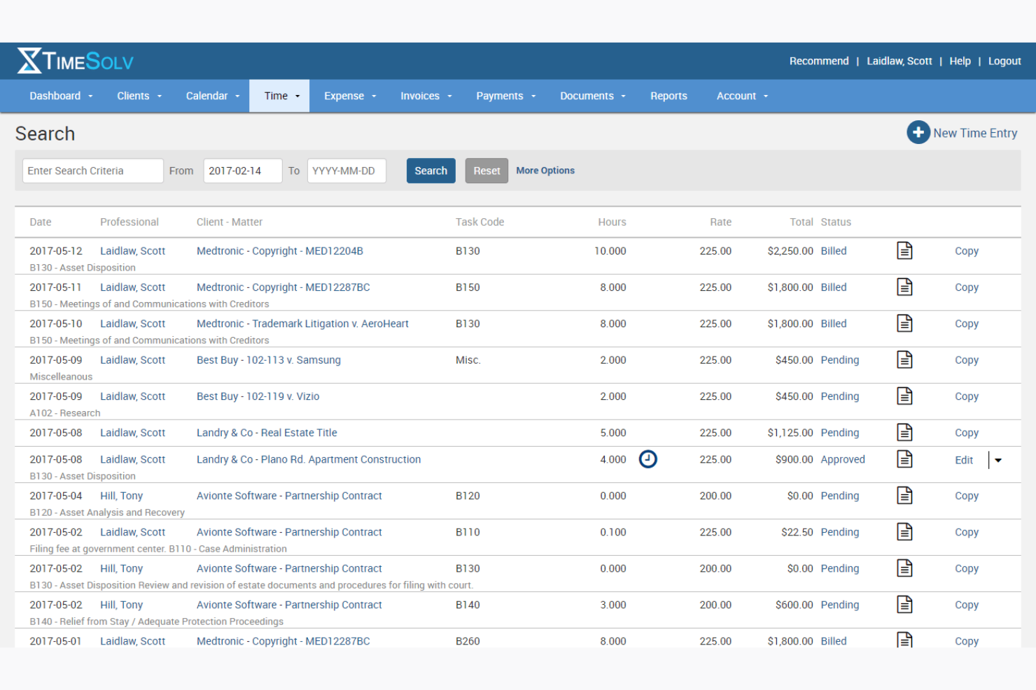 TimeSolv screenshot - 10 Mejores Programas de Facturación para Abogados Analizados en 2026