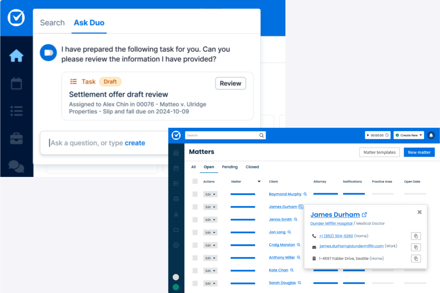 Clio Duo screenshot - Le 10 migliori soluzioni di IA legale recensite nel 2026