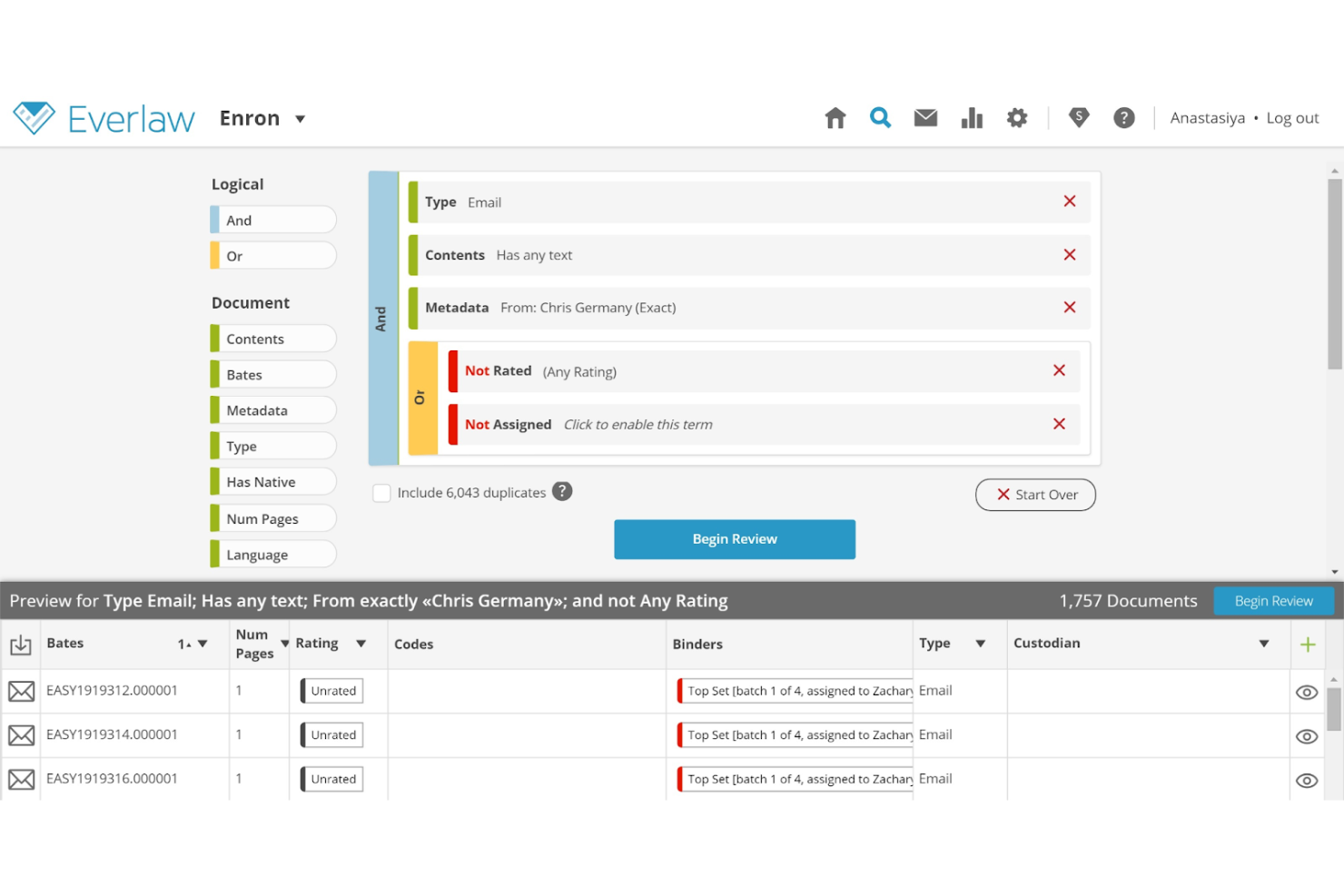 Everlaw screenshot - Le 10 migliori soluzioni di IA legale recensite nel 2026