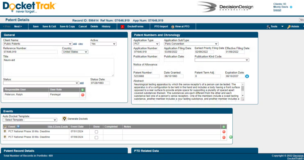 DocketTrak screenshot - 23 Migliori Software di Registrazione Legale per il 2026