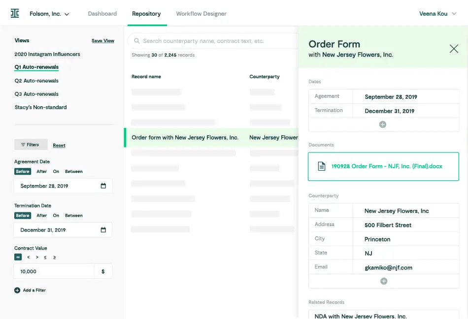 Ironclad screenshot - I 10 migliori software per la gestione dei contratti legali nel 2026