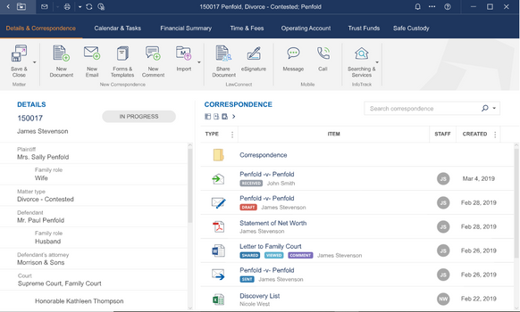 LEAP screenshot - 10 Mejores Software de Derecho de Familia para la Gestión de Casos en 2026