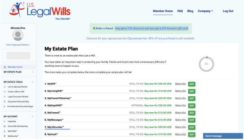 US Legal Wills screenshot - Los 10 mejores programas para redactar testamentos para ahorrar tiempo en 2026