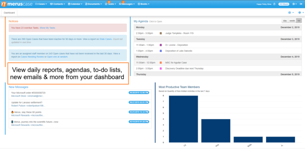 MerusCase screenshot - I 10 migliori strumenti di gestione delle pratiche per team legali nel 2026