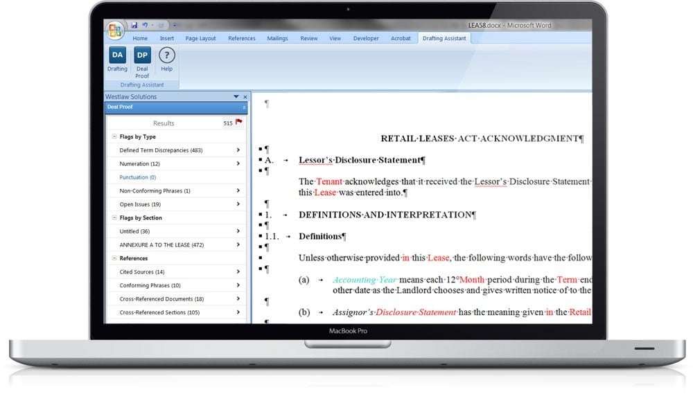 Drafting Assistant by Thomson Reuters screenshot - Le 10 migliori soluzioni software per il confronto di documenti legali nel 2026
