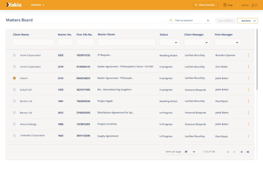 Xakia screenshot - I 10 migliori strumenti di gestione delle pratiche per team legali nel 2026