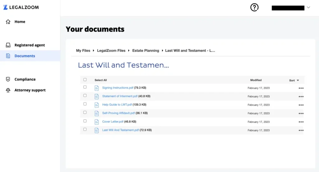 LegalZoom screenshot - No más persecución de papeles: Los 10 mejores software de formularios legales en 2026