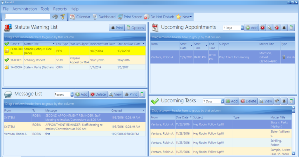 Prevail Case Management System screenshot - I 10 migliori strumenti di gestione delle pratiche per team legali nel 2026